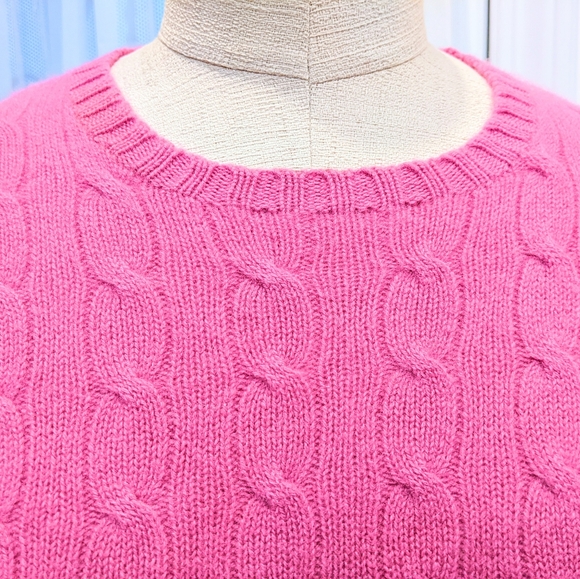 Ralph Lauren Cashmere Sweater XL orchid pink cable knit slim fit Black Label EUC - Picture 4 of 6